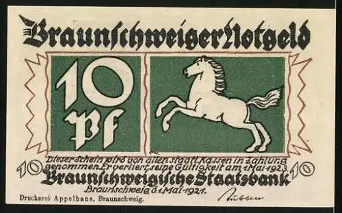Notgeld Braunschweig 1921, 10 Pfennig, Blankenburg am Harz, Rathaus