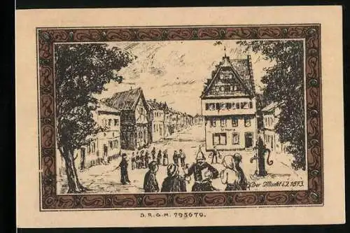 Notgeld Brühl bei Köln, Der Markt i. J. 1873