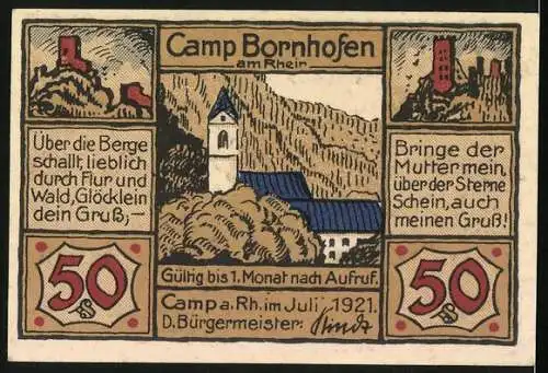 Notgeld Camp Bornhofen a. Rh. 1921, 50 Pfennig, Maria und Jesus