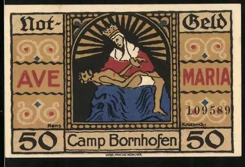 Notgeld Camp Bornhofen a. Rh. 1921, 50 Pfennig, Maria und Jesus