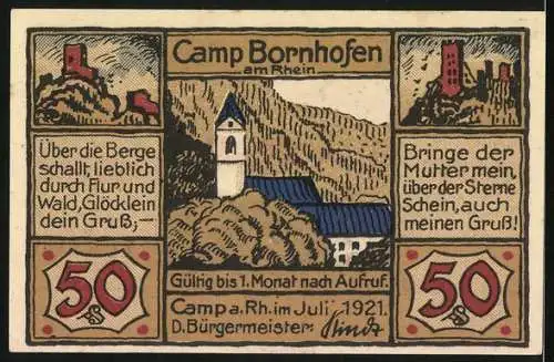 Notgeld Camp Bornhofen a. Rh. 1921, 50 Pfennig, Maria und Jesus