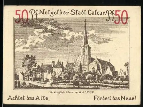 Notgeld Calcar 1922, 50 Pfennig, De Cleeffsche Poort