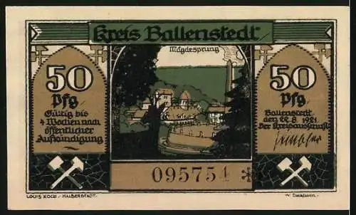 Notgeld Ballenstedt 1921, 50 Pfennig, Zwerge bestellen den Acker