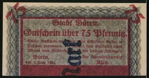 Notgeld Düren 1921, 75 Pfennig, Ornamente