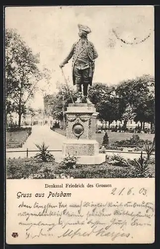 AK Potsdam, Denkmal Friedrich des Grossen