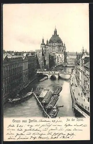 AK Berlin, Blick auf Dom und Spree