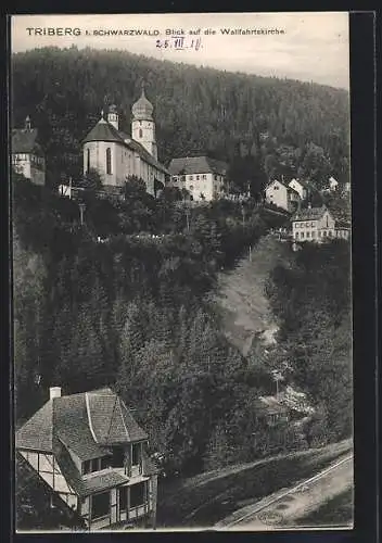 AK Triberg, Blick auf die Wallfahrtskirche