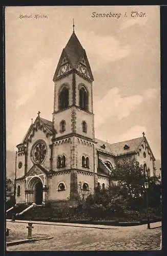 AK Sonneberg i. Thür., Partie an der Katholischen Kirche