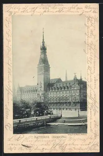 AK Hamburg, Uferpartie am Rathaus