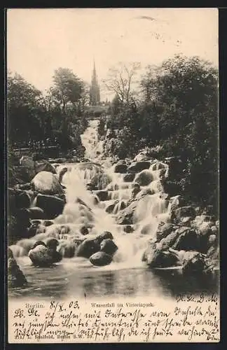 AK Berlin-Kreuzberg, Wasserfall im Victoriapark