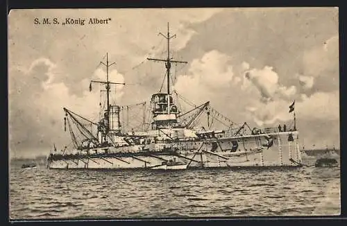 AK S. M. S. König Albert auf dem Wasser