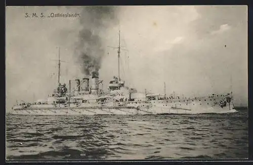 AK Kriegsschiff SMS Ostfriesland auf See