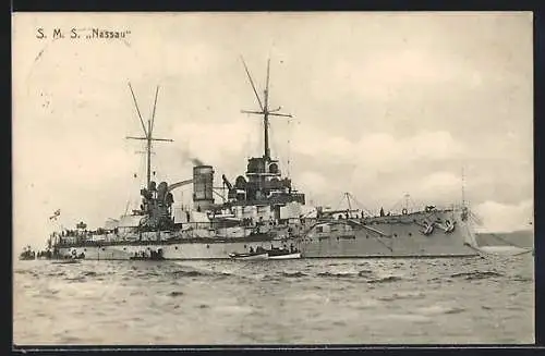 AK S. M. S. Nassau auf dem Wasser