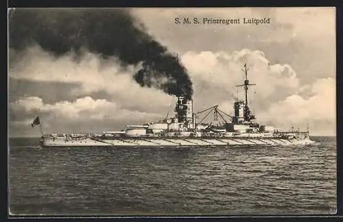 AK Kriegsschiff SMS Prinzregent Luitpold in Fahrt