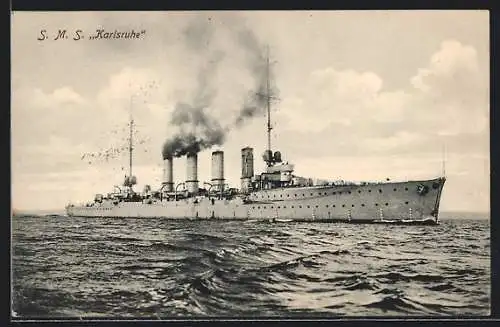 AK S. M. S. Karlsruhe in Fahrt