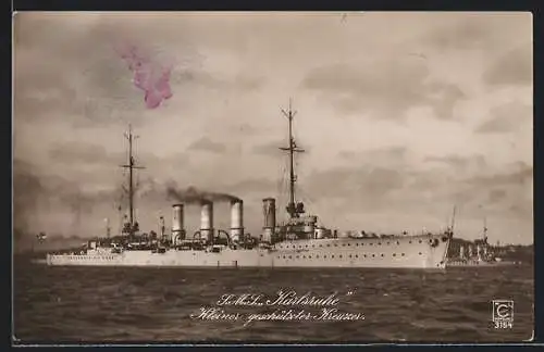 AK Kriegsschiff S. M. S. Karlsruhe in Fahrt