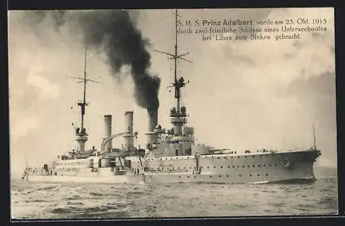 AK S. M. S. Prinz Adalbert, versenkt bei Libau