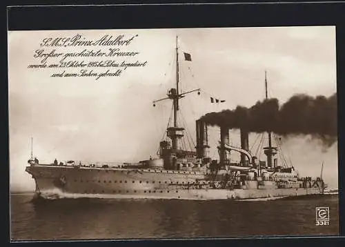 AK S. M. S. Grosser geschützter Kreuzer Prinz Adalbert