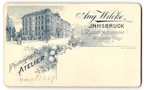 Fotografie Aug. Wilcke, Innsbruck, Rudolfstr. 1, Ansicht Innsbruck, Strassenpartie mit dem Ateliershaus