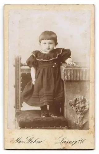 Fotografie Max Stahns, Leisnig i. S., Turner-Str. 16, Frau betrachtete Bilder aus einer Bildmappe, Jugendstil