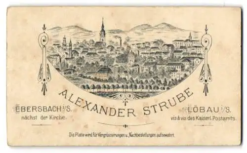 Fotografie Alexander Strube, Löbau i. Sa., Blick auf die Stadt und Anschriften der Ateliers