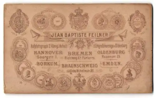 Fotografie Jean Baptiste Feilner, Hannover, Georgstr., Anschriften der Filialen nebst Medaillen