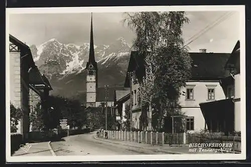 AK Bischofshofen, Ortsblick mit Tennengebirge