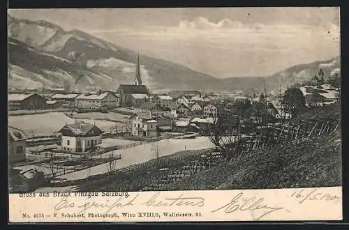 AK Bruck /Pinzgau, Ortsansicht mit Blick in die Berge