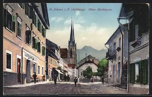 AK St. Johann im Pongau, Strassenpartie an der oberen Marktgasse