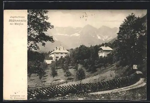AK Blühnbach, das Jagdschloss mit gewaltigem Bergpanorama
