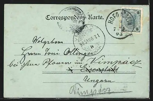 Mondschein-AK Hofgastein, Teilansicht mit Kirche