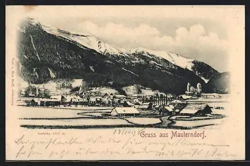 AK Mauterndorf, verschneite Ortschaft um 1900