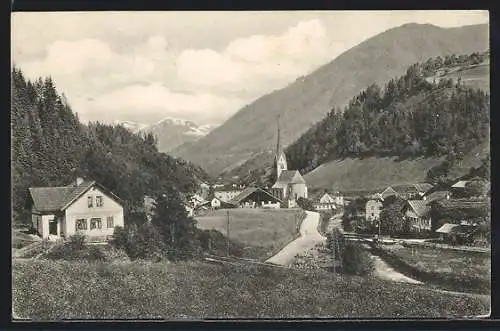 AK Hüttau, Ortspartie mit dem Tennengebirge, Fritztal