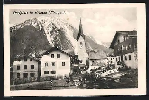 AK Krimml, Partie am Dorfplatz mit Blick zur Kirche