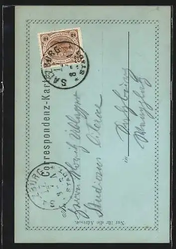 Mondschein-AK Golling, Blick auf die Salzach-Oefen