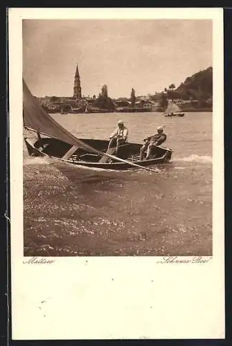 AK Segler mit ihrem Schiff auf dem Mattsee