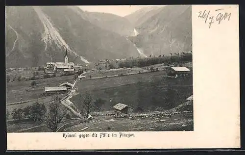 AK Krimml /Pinzgau, Ortsansicht gegen die Wasserfälle