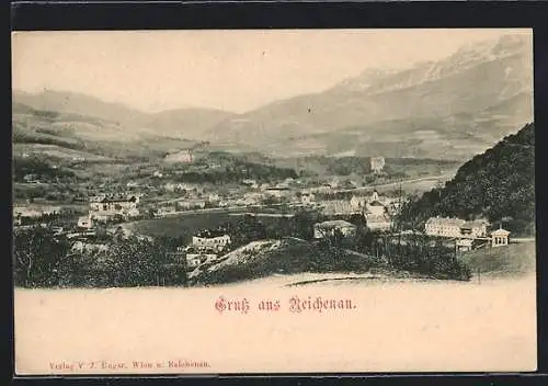 AK Reichenau, Ortsansicht aus der Vogelschau