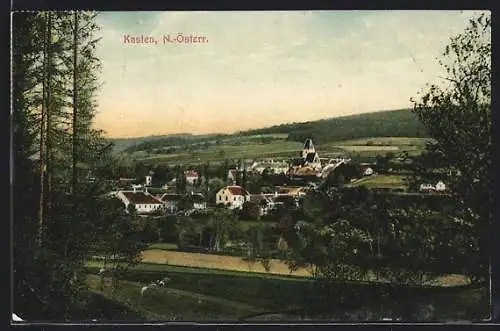 AK Kasten, Ortsansicht mit Kirche aus der Vogelschau