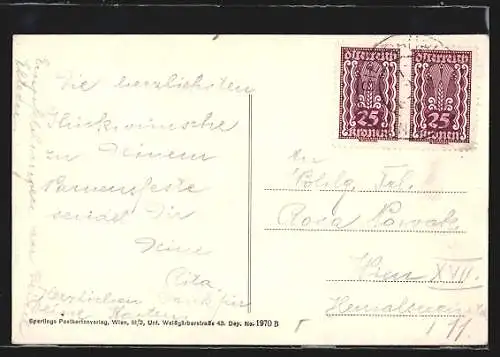 AK Giesshübl, Panorama der Ortschaft mit der Kirche