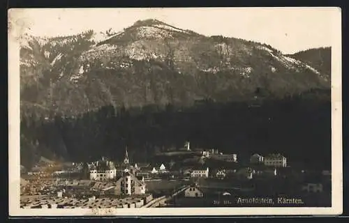 AK Arnoldstein, Ortsansicht mit Kirche aus der Vogelschau