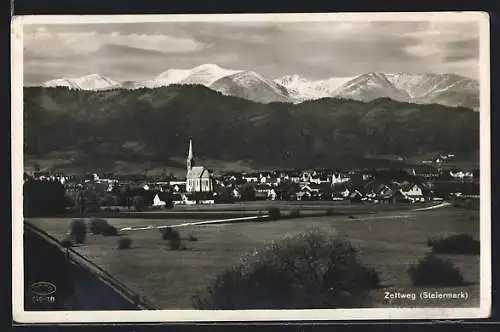 AK Zeltweg, Panorama mit Kirche