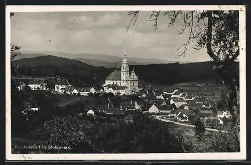 AK Pischelsdorf, Gesamtansicht mit Fernblick aus der Vogelschau