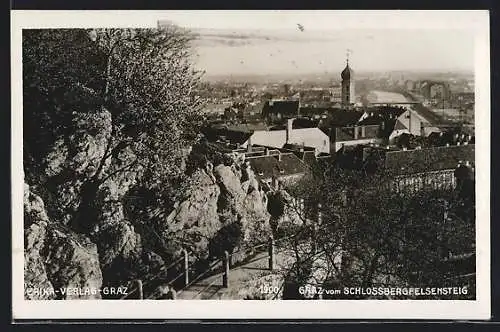 AK Graz, Teilansicht vom Schlossbergfelsensteig