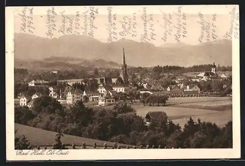 AK Bad Hall, Gesamtansicht mit Bergpanorama