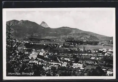 AK Scharnstein, Almtal, Totalansicht mit Berggipfel