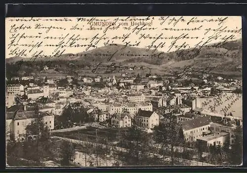 AK Gmunden, Ortsansicht vom Hochkogl