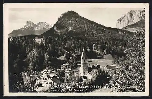 AK Bad Aussee, Ortsansicht mit Bergen aus der Vogelschau