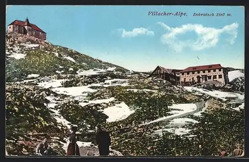 AK Dobratsch, Blick auf die Villacher Alpe mit Restaurant