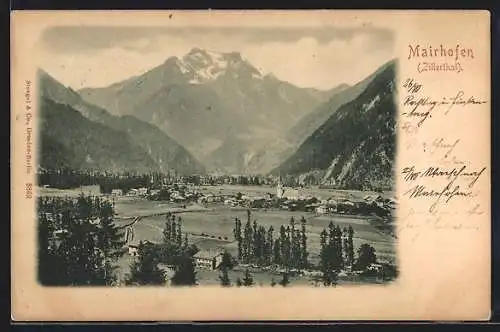 AK Mairhofen /Zillertal, Gesamtansicht mit Bergblick aus der Vogelschau